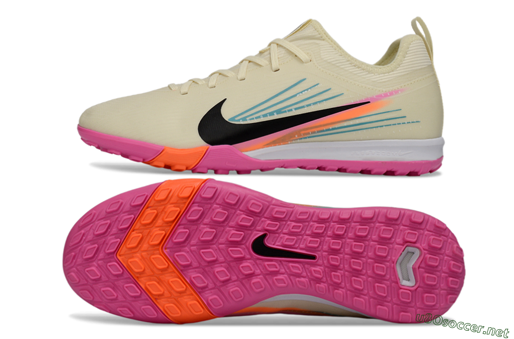 Unisex Nike Air Zoom Mercurial Vapor 16 Pro TF Football Shoes - Beige/Neon Pink/Luminous Orange 1
