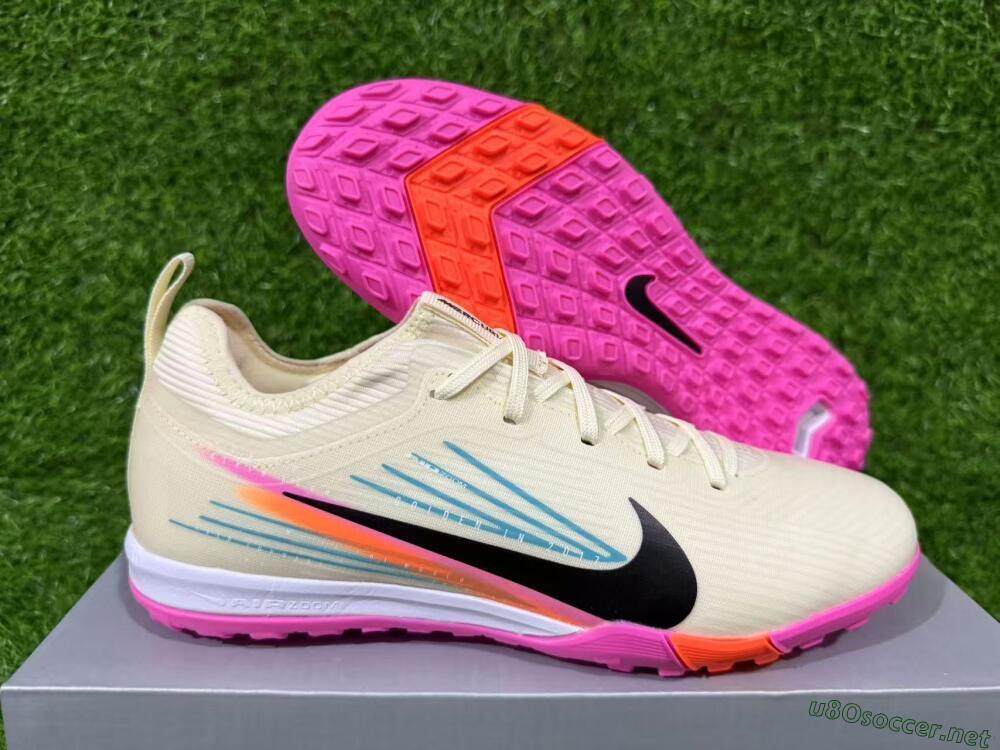 Unisex Nike Air Zoom Mercurial Vapor 16 Pro TF Football Shoes - Beige/Neon Pink/Luminous Orange