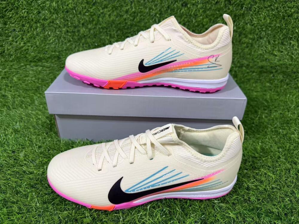 Unisex Nike Air Zoom Mercurial Vapor 16 Pro TF Football Shoes - Beige/Neon Pink/Luminous Orange