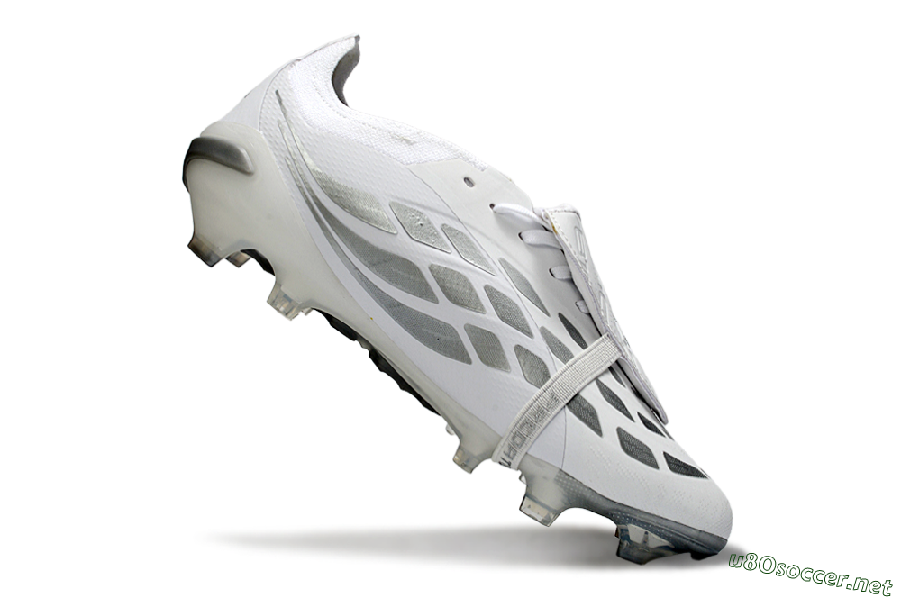 Unisex Adidas Predator 26 Elite Fold-Over Tongue FG Football Boots - White/Silver Shadow/White Gloss 5