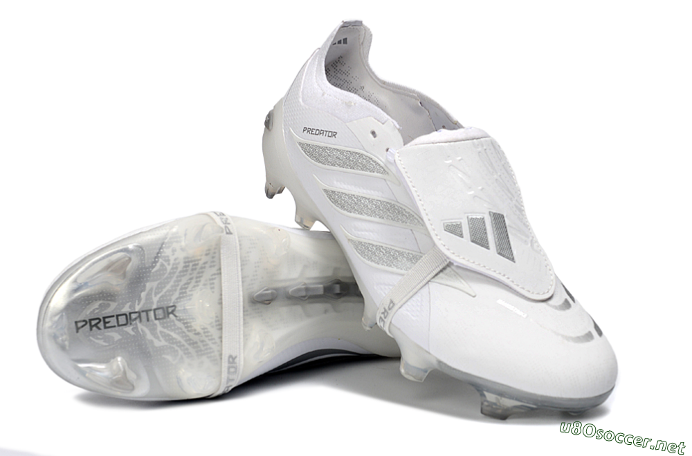 Unisex Adidas Predator 26 Elite Fold-Over Tongue FG Football Boots - White/Silver Shadow/White Gloss 4