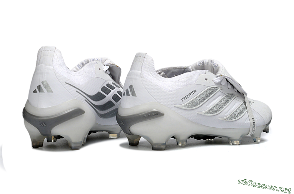 Unisex Adidas Predator 26 Elite Fold-Over Tongue FG Football Boots - White/Silver Shadow/White Gloss 7