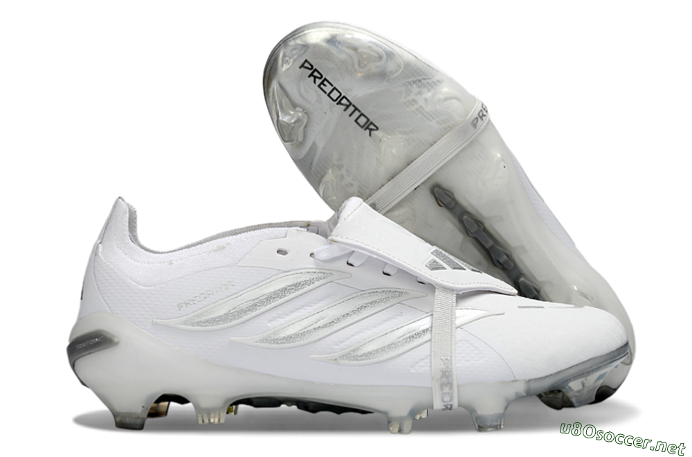 Unisex Adidas Predator 26 Elite Fold-Over Tongue FG Football Boots - White/Silver Shadow/White Gloss 2