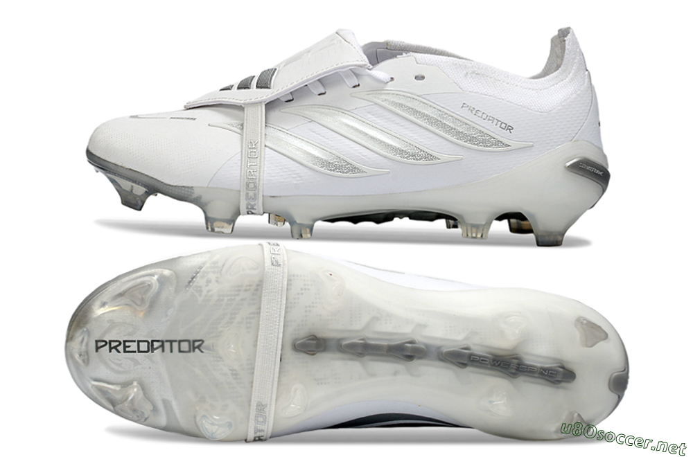 Unisex Adidas Predator 26 Elite Fold-Over Tongue FG Football Boots - White/Silver Shadow/White Gloss 1
