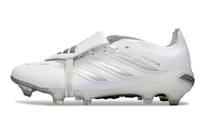 Unisex Adidas Predator 26 Elite Fold-Over Tongue FG Football Boots - White/Silver Shadow/White Gloss