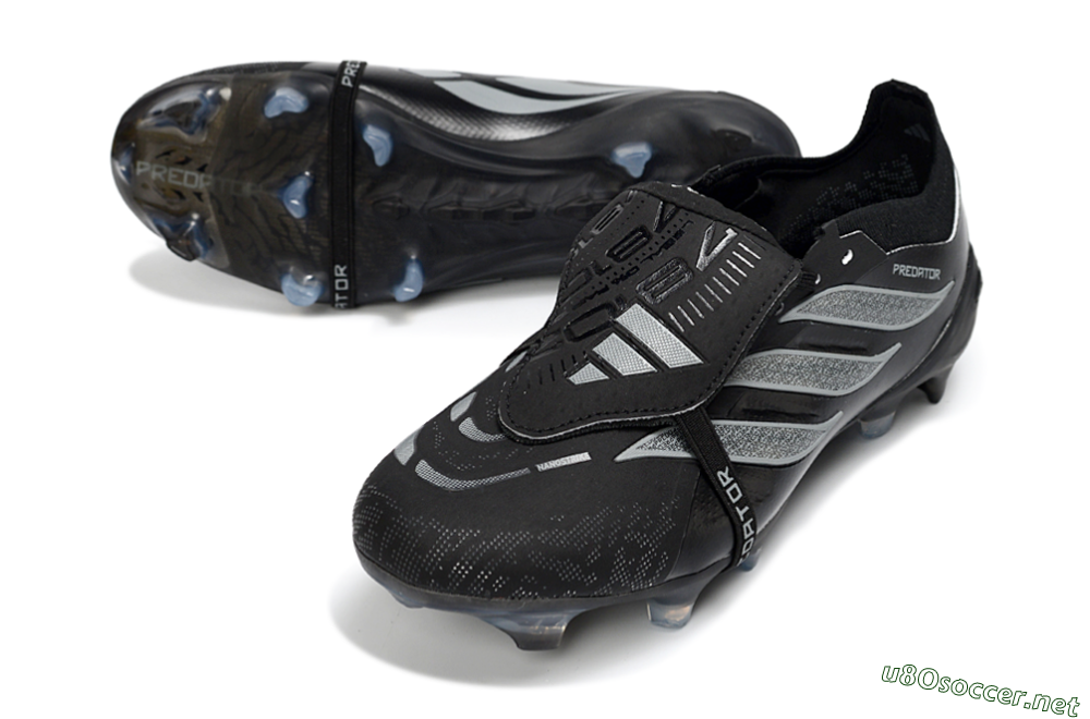 Unisex Adidas Predator 26 Elite Fold-Over Tongue FG Football Boots - Black/Graphite Gray/Metallic Silver 3