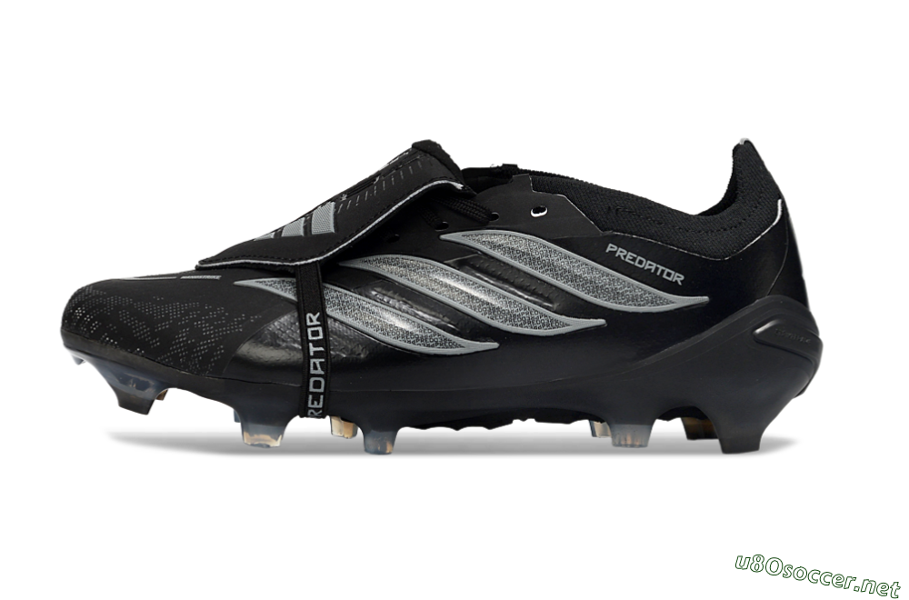 Unisex Adidas Predator 26 Elite Fold-Over Tongue FG Football Boots - Black/Graphite Gray/Metallic Silver 0