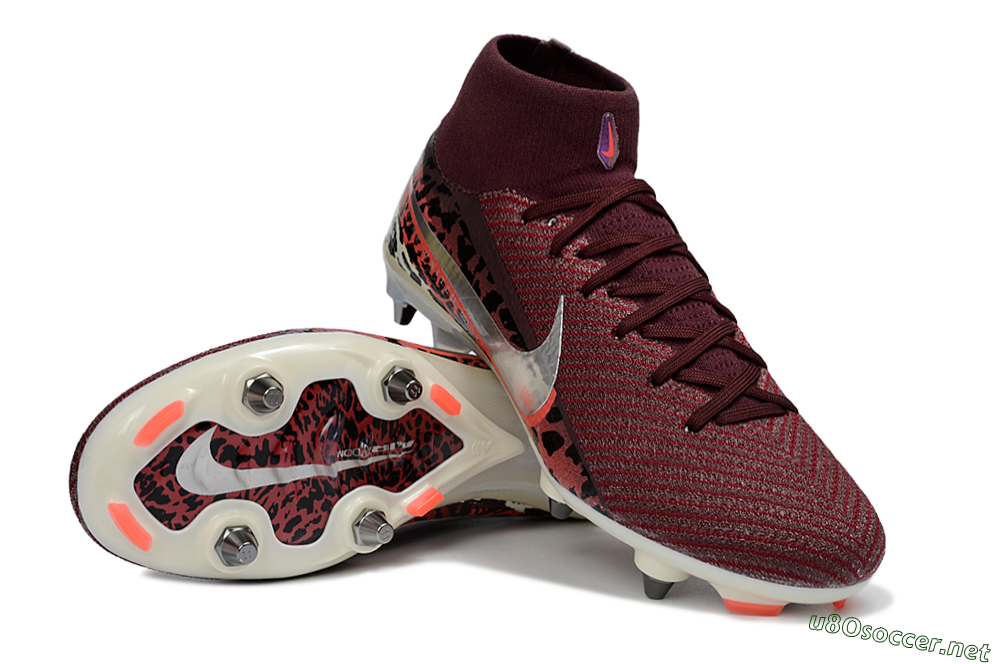 Men's Nike Air Zoom Mercurial Superfly 10 Elite SG Football Boots - Red/Dark Berry/Metallic Silver 3