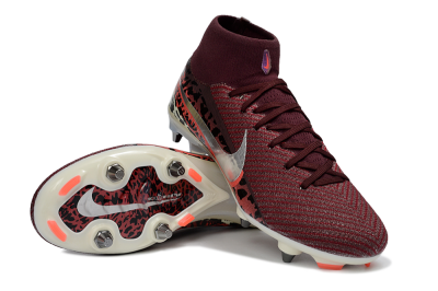 Men's Nike Air Zoom Mercurial Superfly 10 Elite SG Football Boots - Red/Dark Berry/Metallic Silver