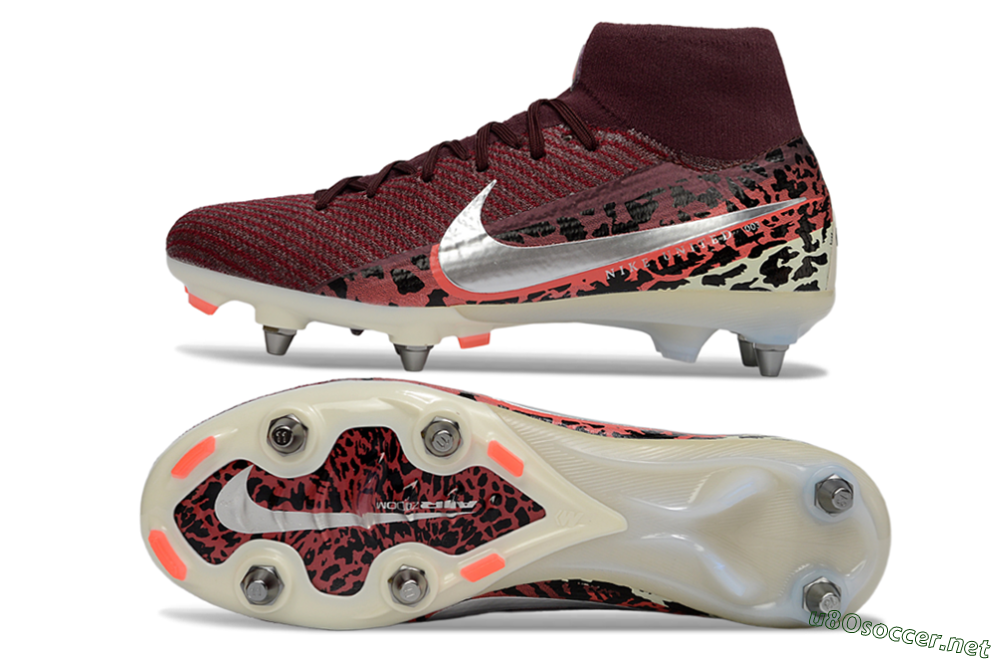 Men's Nike Air Zoom Mercurial Superfly 10 Elite SG Football Boots - Red/Dark Berry/Metallic Silver 1