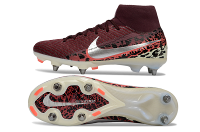 Men's Nike Air Zoom Mercurial Superfly 10 Elite SG Football Boots - Red/Dark Berry/Metallic Silver