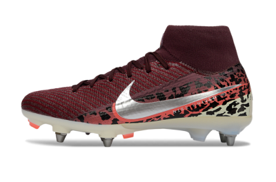 Men's Nike Air Zoom Mercurial Superfly 10 Elite SG Football Boots - Red/Dark Berry/Metallic Silver