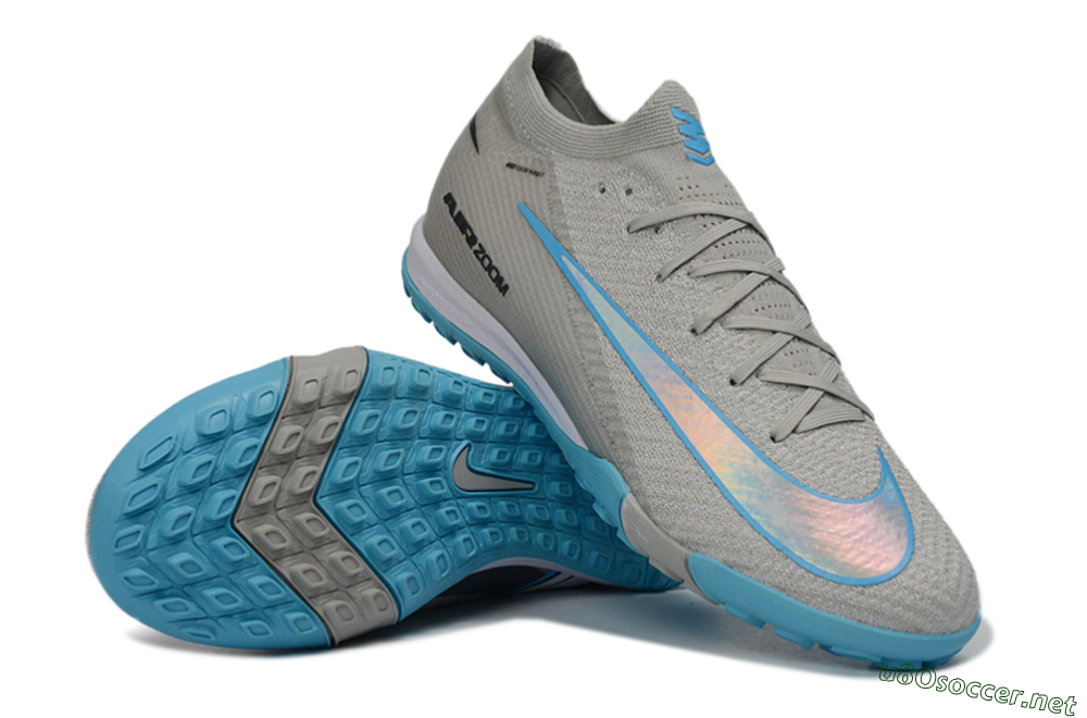 Men's Nike Air Zoom Mercurial Vapor 16 Elite TF Football Shoes - Gray/Sky Blue/Sea Foam 3