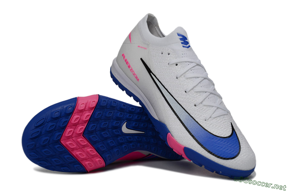 Men's Nike Air Zoom Mercurial Vapor 16 Elite TF Football Shoes - White/Electric Blue/Pink Flash 3
