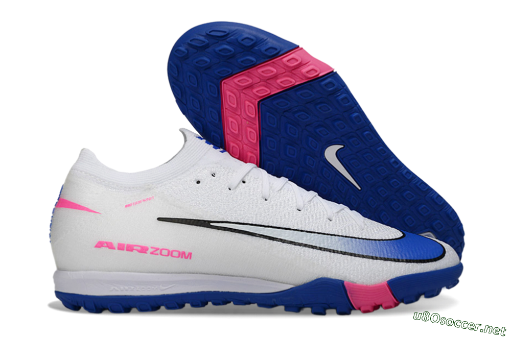 Men's Nike Air Zoom Mercurial Vapor 16 Elite TF Football Shoes - White/Electric Blue/Pink Flash 2