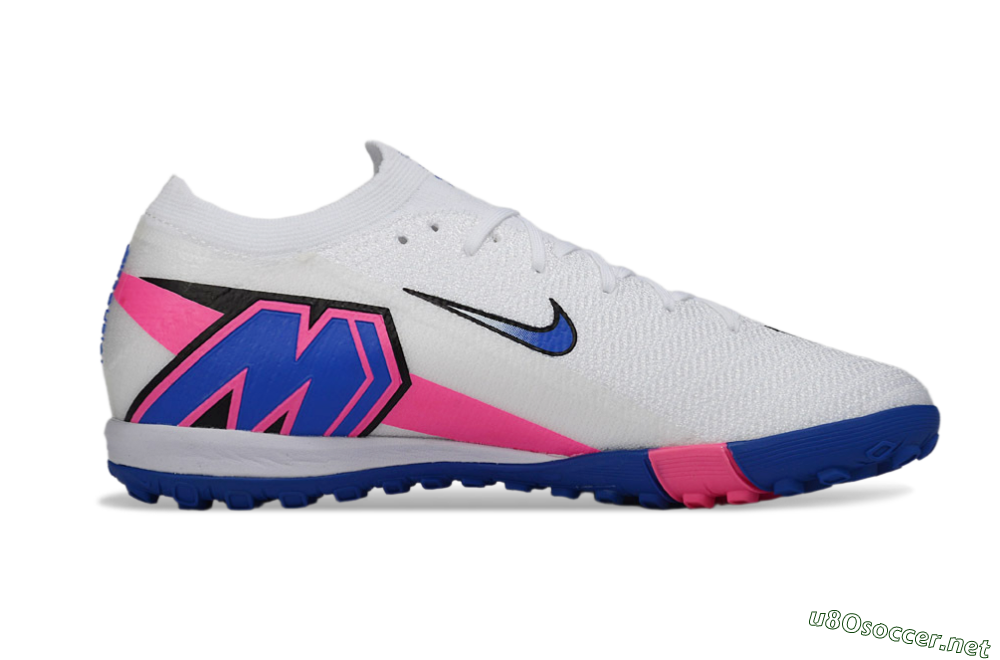 Men's Nike Air Zoom Mercurial Vapor 16 Elite TF Football Shoes - White/Electric Blue/Pink Flash 7
