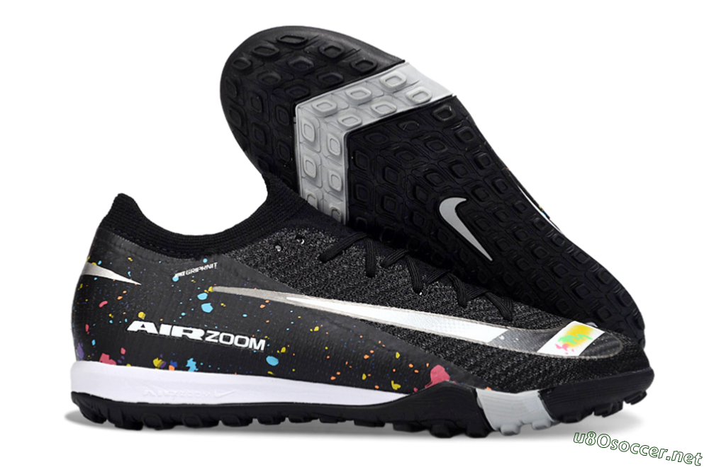 Men's Nike Air Zoom Mercurial Vapor 16 Elite TF Football Shoes - Black/Rainbow Splash/Sleek White 2