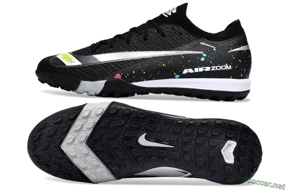 Men's Nike Air Zoom Mercurial Vapor 16 Elite TF Football Shoes - Black/Rainbow Splash/Sleek White 1
