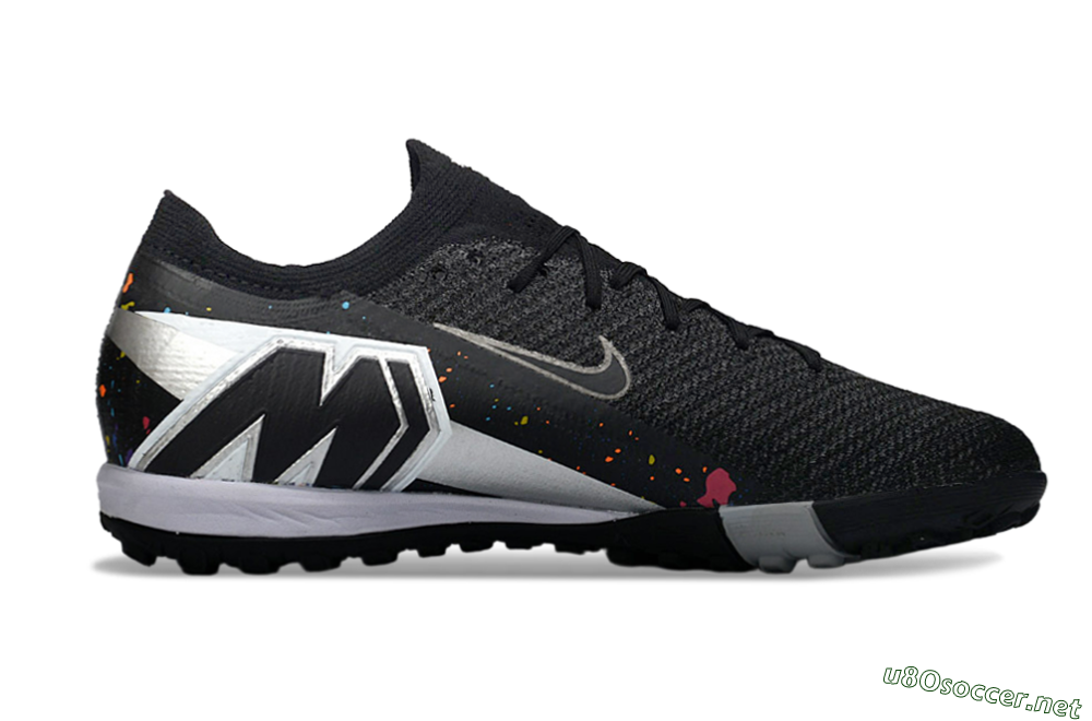 Men's Nike Air Zoom Mercurial Vapor 16 Elite TF Football Shoes - Black/Rainbow Splash/Sleek White 7