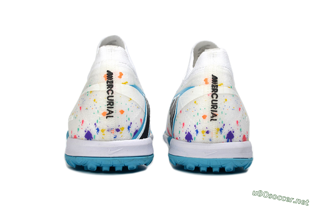 Men's Nike Air Zoom Mercurial Vapor 16 Elite TF Football Shoes - White/Crystal Blue/Splattered Pastel 5