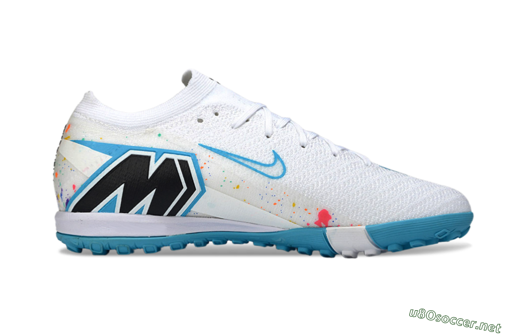 Men's Nike Air Zoom Mercurial Vapor 16 Elite TF Football Shoes - White/Crystal Blue/Splattered Pastel 7