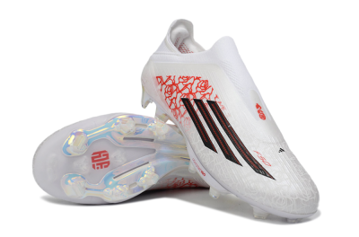 Unisex Adidas F50+ Elite Lightstrike Pro Laceless FG Football Boots - White/Crimson Red/Black