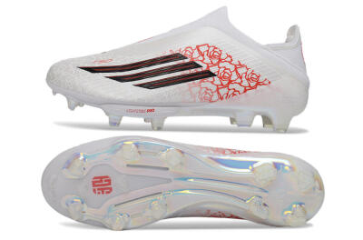 Unisex Adidas F50+ Elite Lightstrike Pro Laceless FG Football Boots - White/Crimson Red/Black