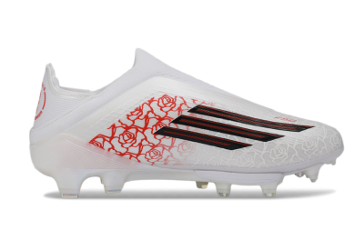 Unisex Adidas F50+ Elite Lightstrike Pro Laceless FG Football Boots - White/Crimson Red/Black