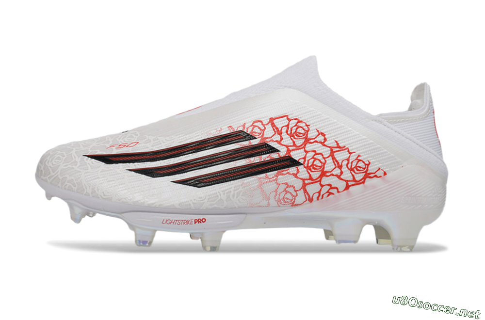 Unisex Adidas F50+ Elite Lightstrike Pro Laceless FG Football Boots - White/Crimson Red/Black 0