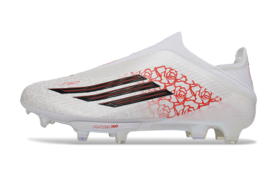 Unisex Adidas F50+ Elite Lightstrike Pro Laceless FG Football Boots - White/Crimson Red/Black