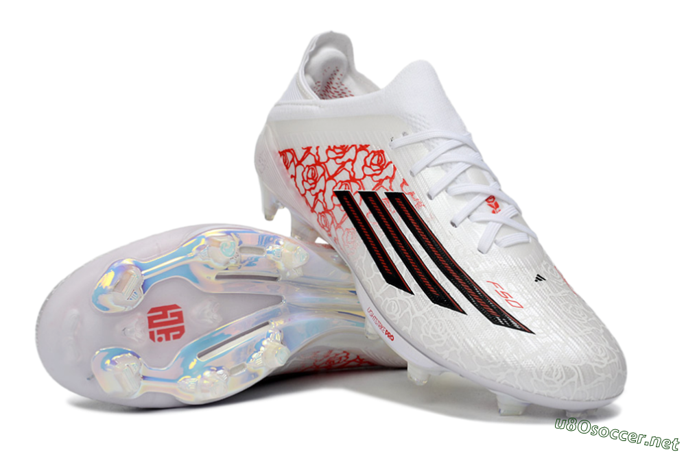 Unisex Adidas F50 Elite Lightstrike Pro FG Football Boots - White/Crimson Red/Black 3