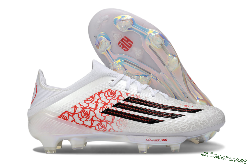 Unisex Adidas F50 Elite Lightstrike Pro FG Football Boots - White/Crimson Red/Black 2