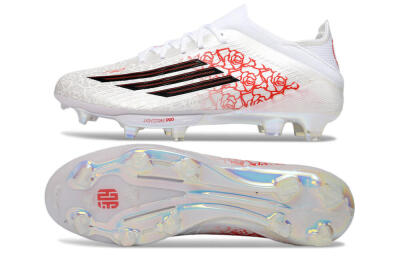 Unisex Adidas F50 Elite Lightstrike Pro FG Football Boots - White/Crimson Red/Black