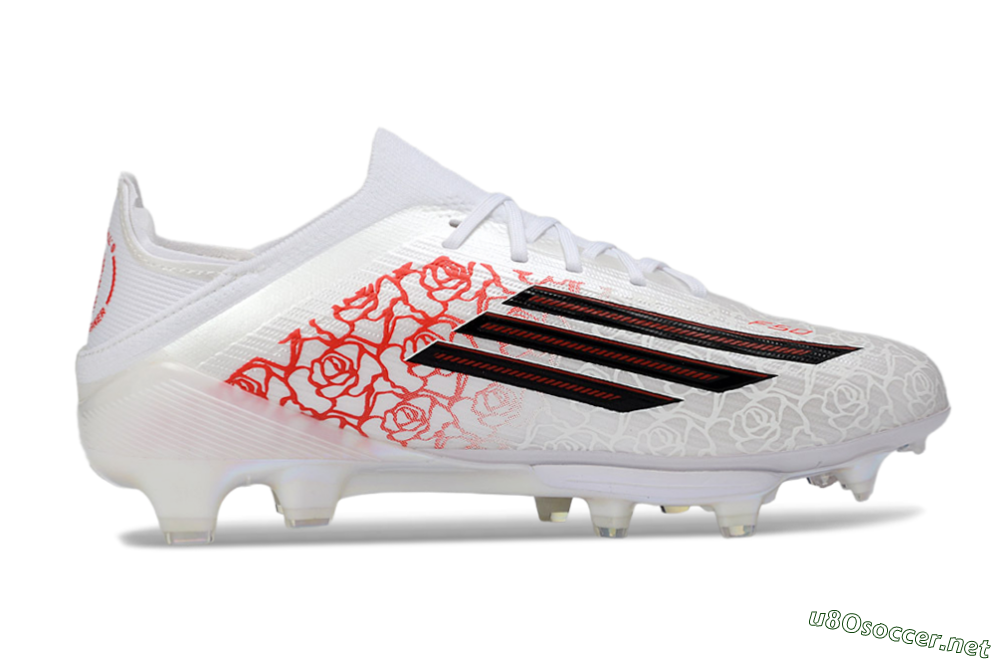 Unisex Adidas F50 Elite Lightstrike Pro FG Football Boots - White/Crimson Red/Black 7