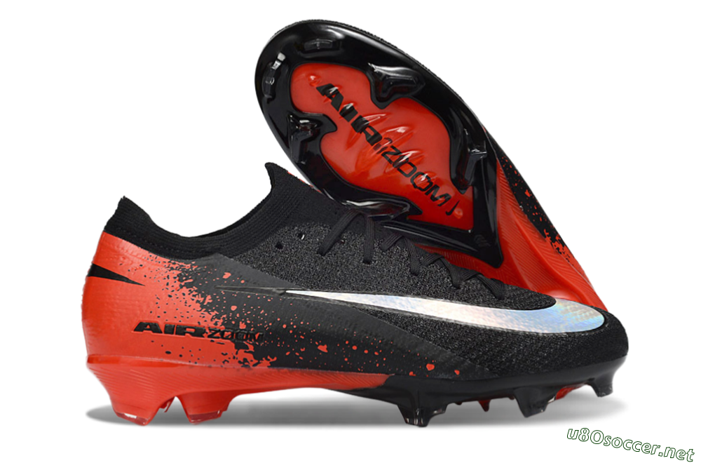 Men's Nike Air Zoom Mercurial Vapor 16 Elite FG Football Boots - Black/Fiery Red/Glossy Black 2