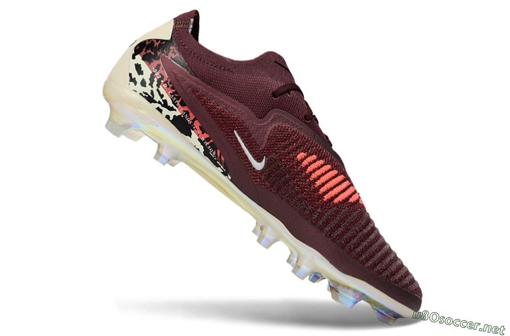Unisex Nike Phantom 6 Elite Low FG Football Boots - Burgundy/Crimson Red/Black 4