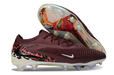 Unisex Nike Phantom 6 Elite Low FG Football Boots - Burgundy/Crimson Red/Black