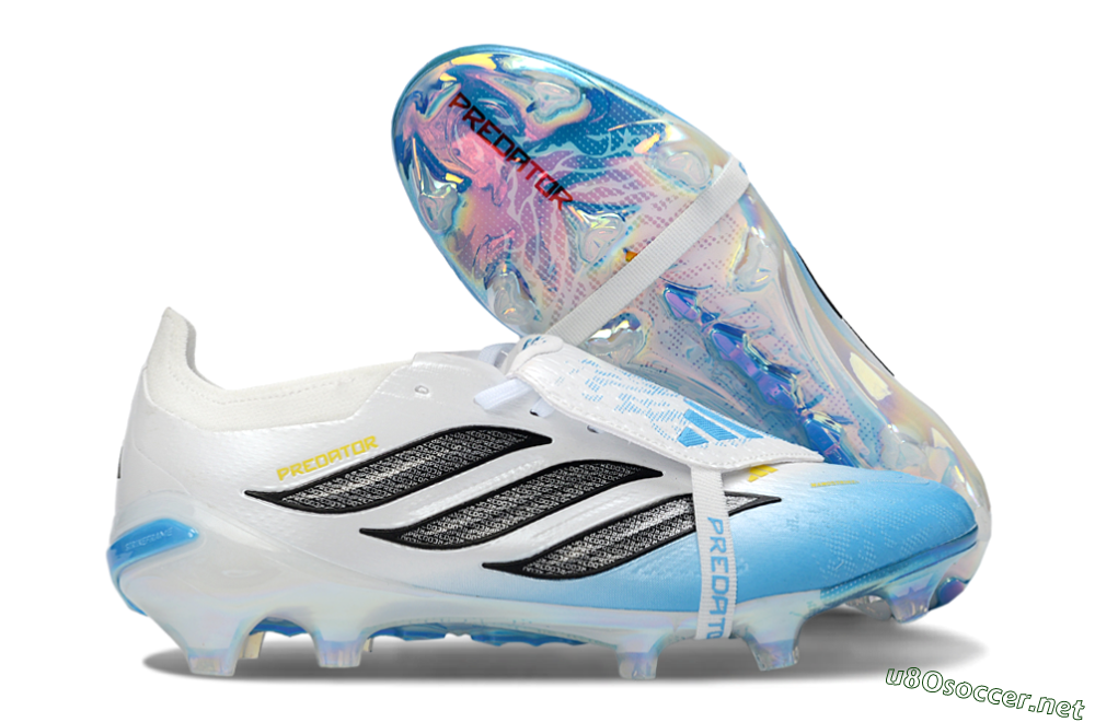 Unisex Adidas Predator 26 Elite Fold-Over Tongue FG Football Boots - Blue/Sky Blue/Black 2