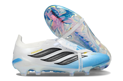 Unisex Adidas Predator 26 Elite Fold-Over Tongue FG Football Boots - Blue/Sky Blue/Black