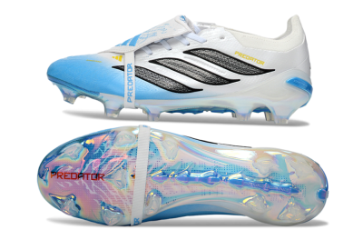 Unisex Adidas Predator 26 Elite Fold-Over Tongue FG Football Boots - Blue/Sky Blue/Black
