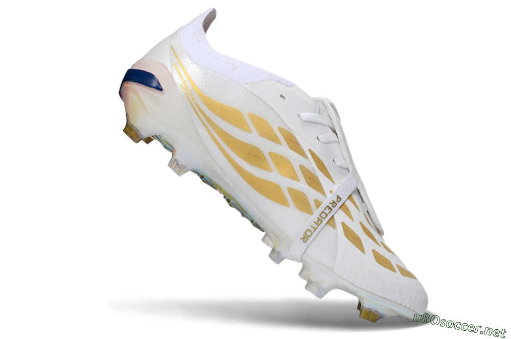 Men's Adidas Predator 26 Elite Fold-Over Tongue FG Football Boots - White/Gold/Iridescent 4