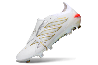 Men's Adidas Predator 26 Elite Fold-Over Tongue FG Football Boots - White/Gold/Iridescent