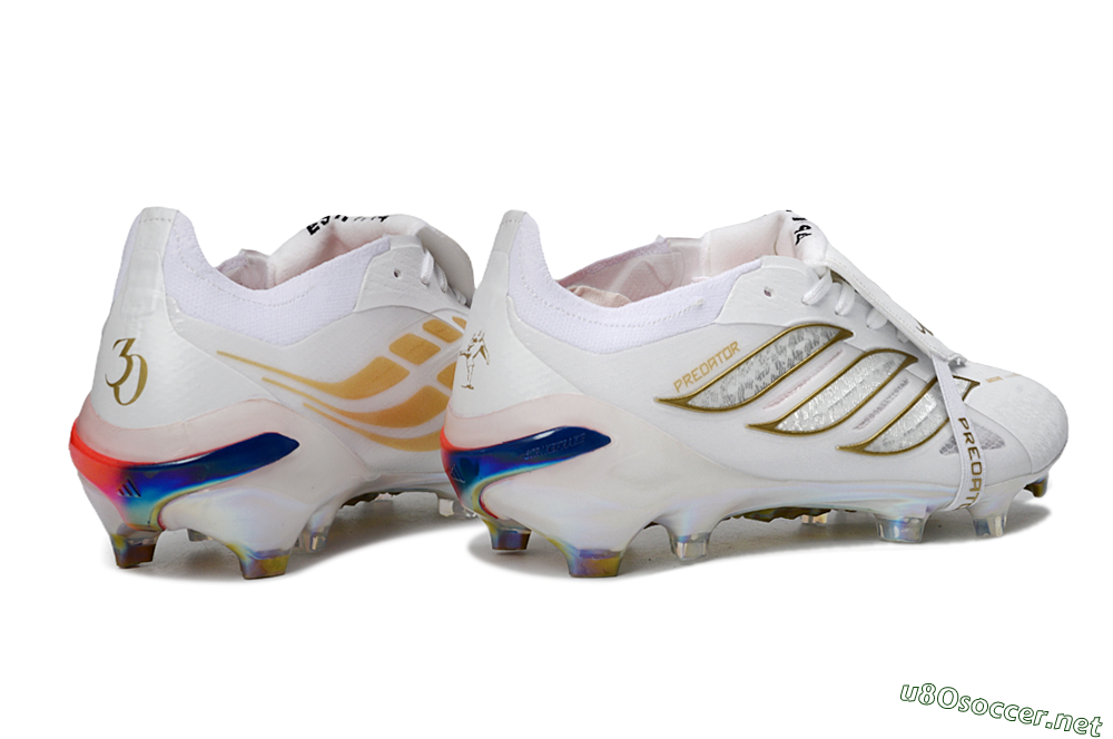 Men's Adidas Predator 26 Elite Fold-Over Tongue FG Football Boots - White/Gold/Iridescent 6