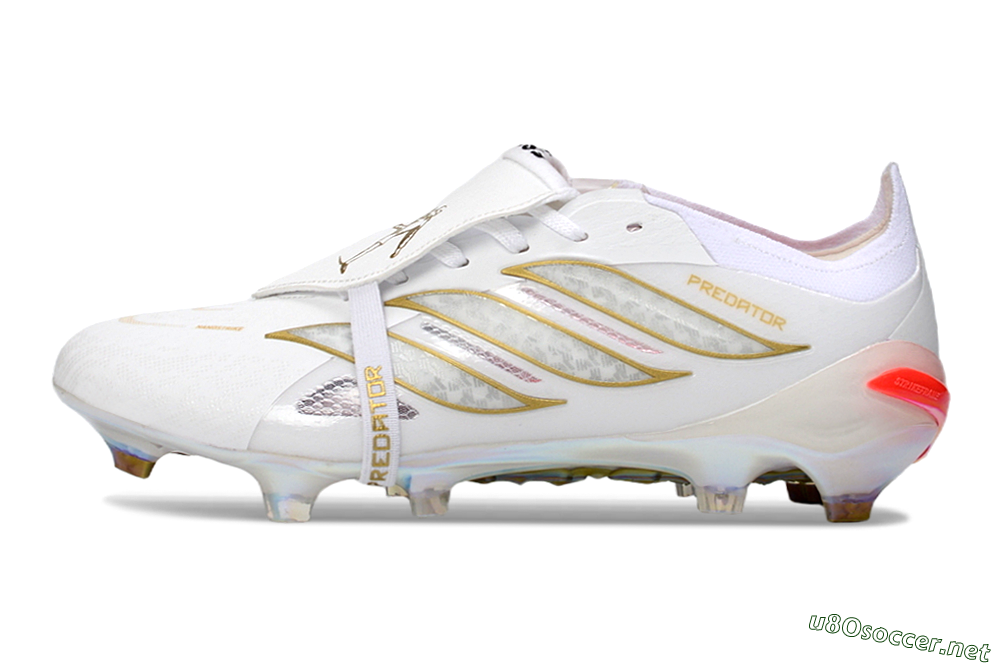 Men's Adidas Predator 26 Elite Fold-Over Tongue FG Football Boots - White/Gold/Iridescent 0