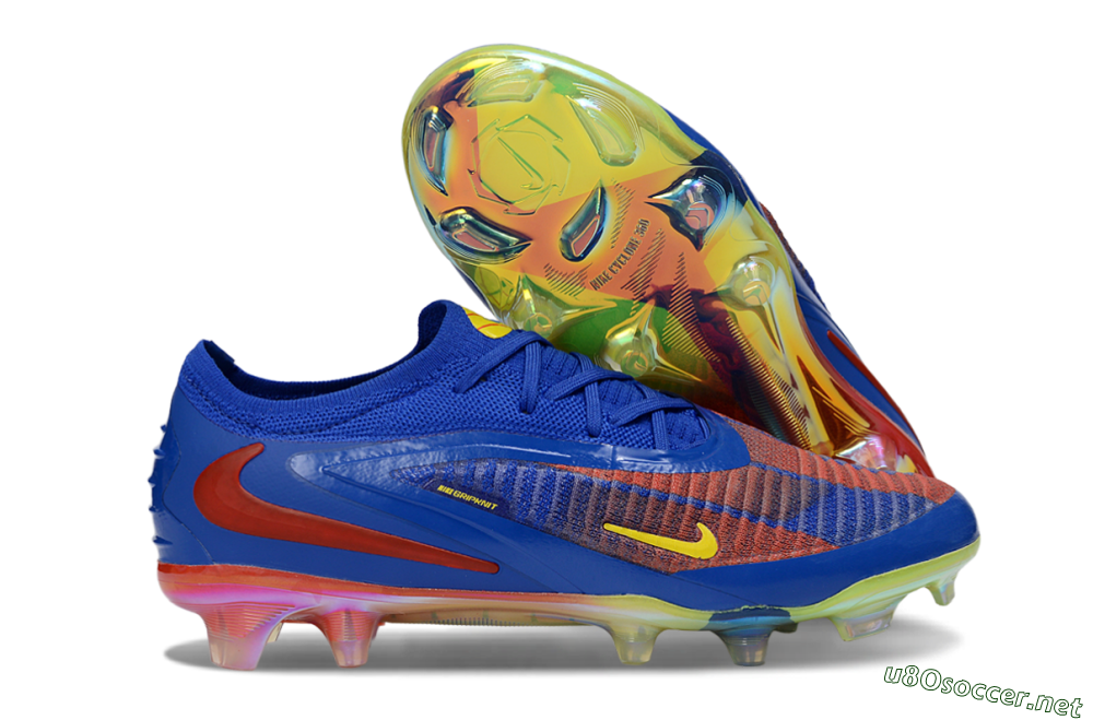 Unisex Nike Phantom 6 Elite Low FG Football Boots - Blue/Vibrant Orange/Electric Yellow 2