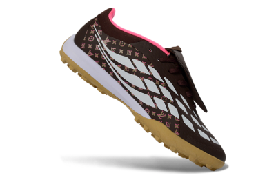 Men's Adidas Predator 26 Elite Fold-Over Tongue TF Football Shoes - Brown/Soft Pink/Golden Beige