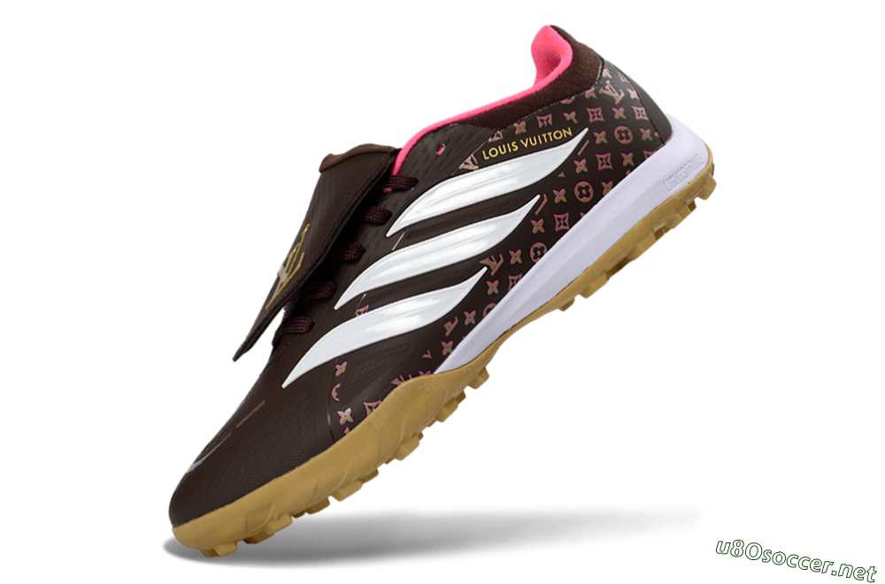 Men's Adidas Predator 26 Elite Fold-Over Tongue TF Football Shoes - Brown/Soft Pink/Golden Beige 5