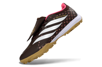 Men's Adidas Predator 26 Elite Fold-Over Tongue TF Football Shoes - Brown/Soft Pink/Golden Beige