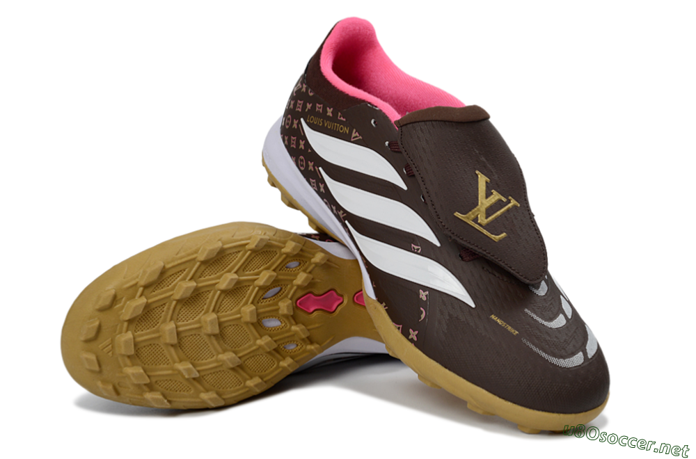 Men's Adidas Predator 26 Elite Fold-Over Tongue TF Football Shoes - Brown/Soft Pink/Golden Beige 3
