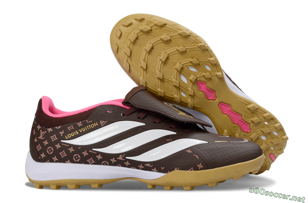 Men's Adidas Predator 26 Elite Fold-Over Tongue TF Football Shoes - Brown/Soft Pink/Golden Beige 2